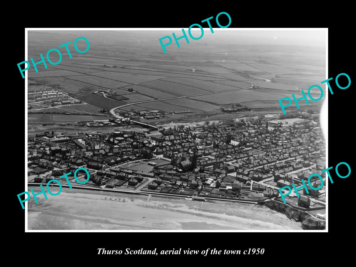 OLD LARGE HISTORIC PHOTO OF THURSO SCOTLAND, AERIAL VIEW OF THE TOWN c1950 3