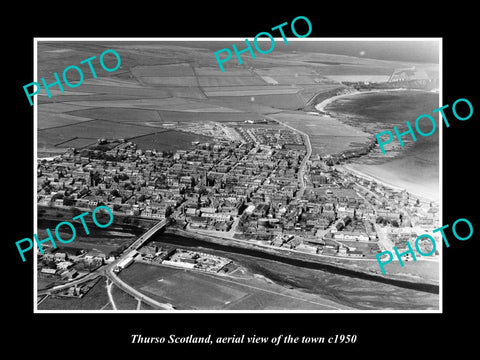 OLD LARGE HISTORIC PHOTO OF THURSO SCOTLAND, AERIAL VIEW OF THE TOWN c1950 4