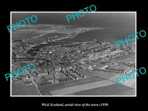 OLD LARGE HISTORIC PHOTO OF WICK SCOTLAND, AERIAL VIEW OF THE TOWN c1950 2