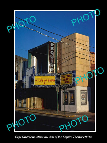 OLD LARGE HISTORIC PHOTO OF CAPE GIRARDEAU MISSOURI, THE ESQUIRE THEATER c1970