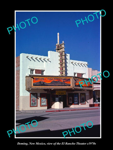 OLD LARGE HISTORIC PHOTO OF DEMING NEW MEXICO, THE EL RANCHO MOVIE THEATER c1970