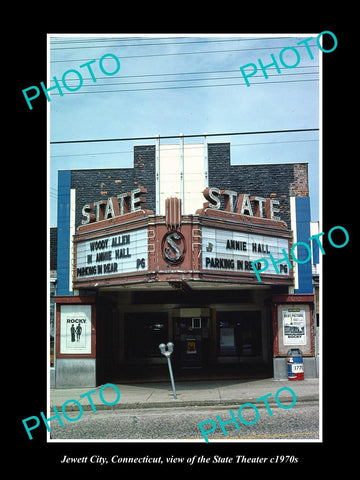OLD LARGE HISTORIC PHOTO OF JEWETT CITY CONNECTICUT, THE STATE THEATER c1970