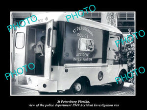 OLD LARGE HISTORIC PHOTO OF St PETERSBURG FLORIDA THE POLICE DEPARTMENT VAN 1949