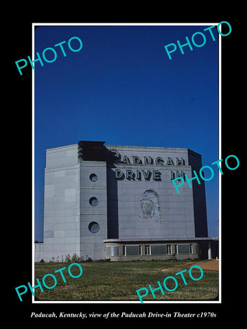 OLD LARGE HISTORIC PHOTO OF PADUCAH KENTUCKY, THE DRIVE IN MOVIE THEATER c1970