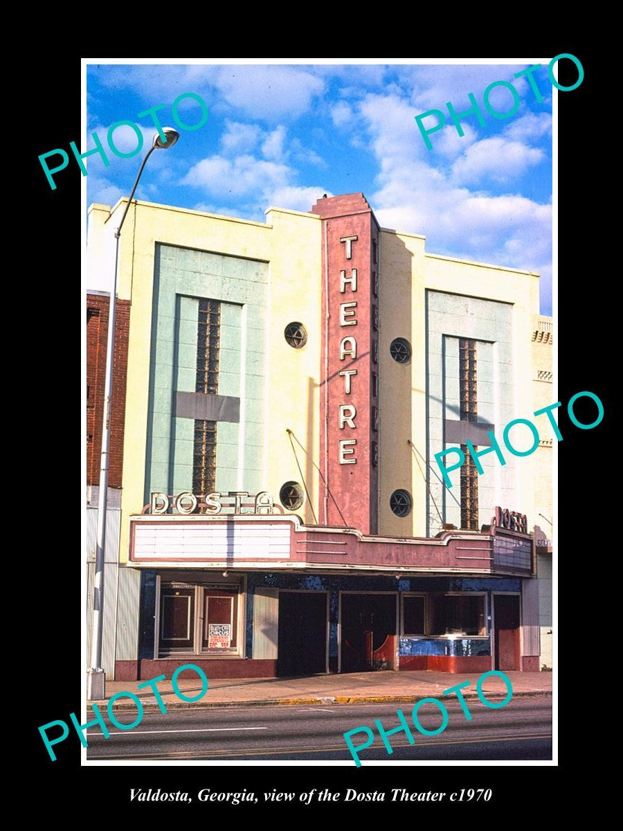 OLD LARGE HISTORIC PHOTO OF VALDOSTA GEORGIA, THE DOSTA MOVIE THEATER c1970