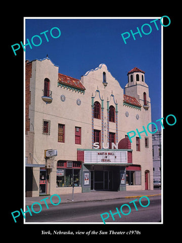 OLD LARGE HISTORIC PHOTO OF YORK NEBRASKA, THE SUN MOVIE THEATER c1970