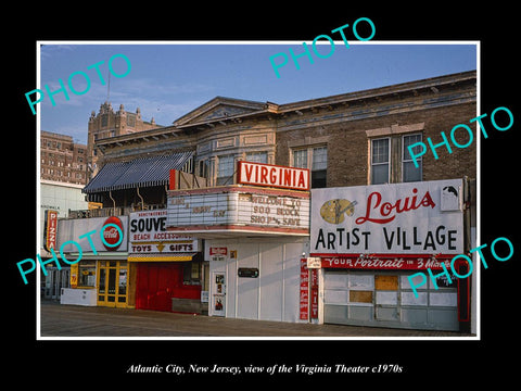 OLD LARGE HISTORIC PHOTO OF ATLANTIC CITY NEW JERSEY, THE VIRGINIA THEATER c1970