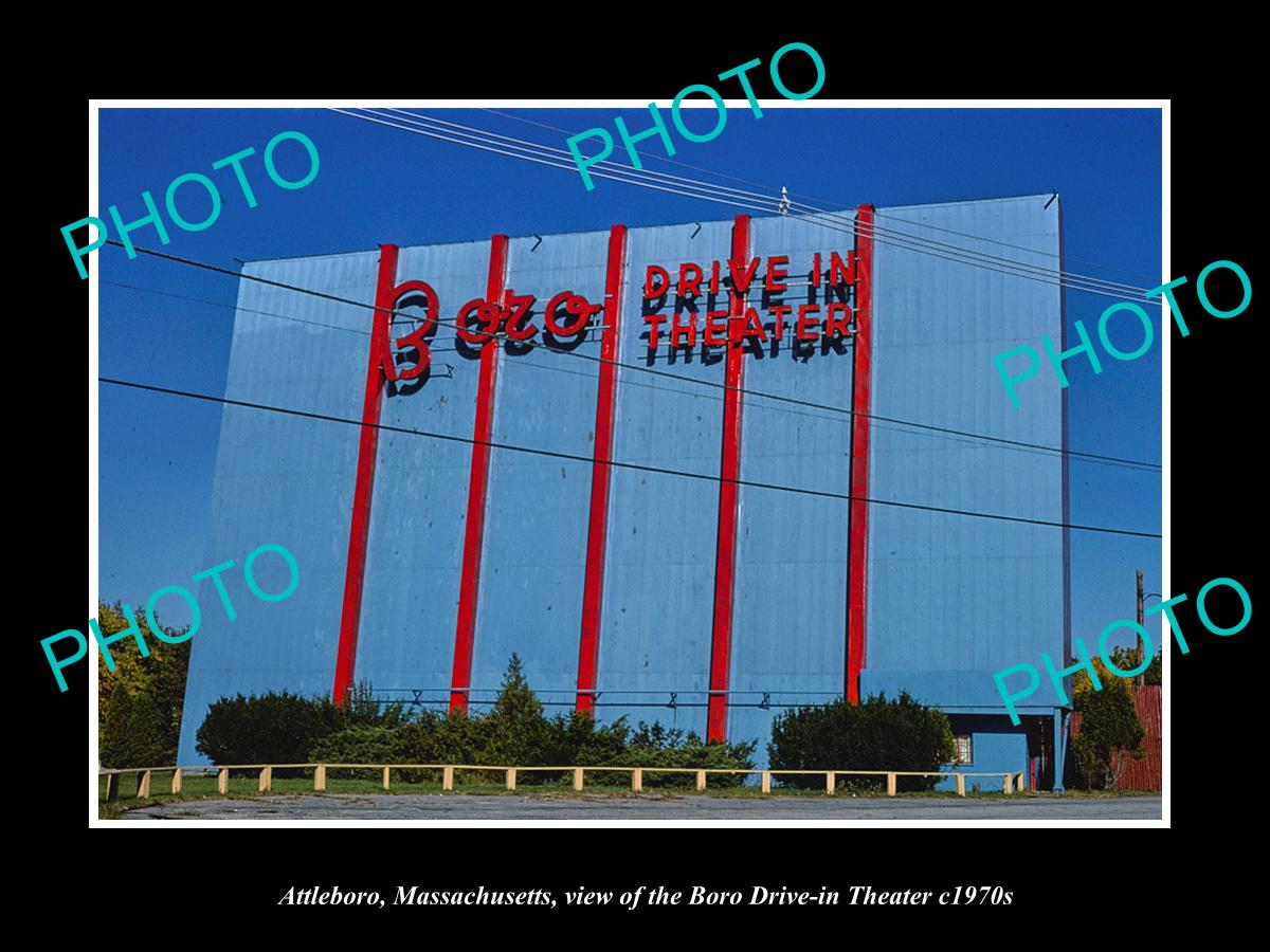 OLD LARGE HISTORIC PHOTO OF ATTLEBORO MASSACHUSETTS DRIVE IN MOVIE THEATER c1970