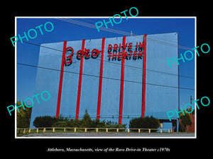 OLD LARGE HISTORIC PHOTO OF ATTLEBORO MASSACHUSETTS DRIVE IN MOVIE THEATER c1970