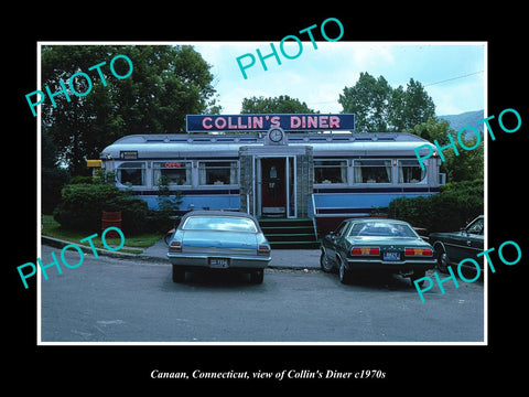 OLD LARGE HISTORIC PHOTO OF CANAAN CONNECTICUT, VIEW OF THE COLLINS DINER c1970