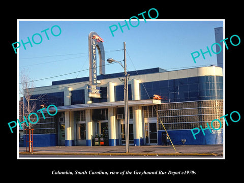 OLD LARGE HISTORIC PHOTO OF COLUMBIA SOUTH CAROLINA, GREYHOUND BUS DEPOT c1970