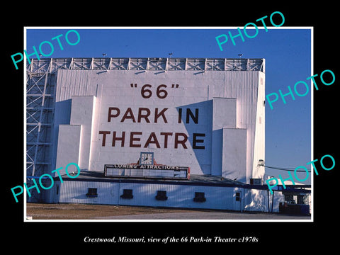 OLD LARGE HISTORIC PHOTO OF CRESTWOOD MISSOURI, 66 DRIVE IN MOVIE THEATER c1970