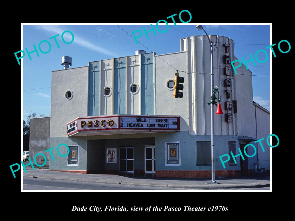 OLD LARGE HISTORIC PHOTO OF DADE CITY FLORIDA, THE PASCO MOVIE THEATER c1970