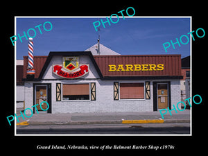 OLD LARGE HISTORIC PHOTO OF GRAND ISLAND NEBRASKA, THE BELMONT BARBER SHOP c1970