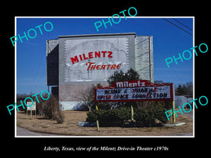 OLD LARGE HISTORIC PHOTO OF LIBERTY TEXAS, THE MILENTZ DRIVE IN THEATER c1970