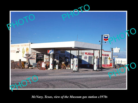 OLD LARGE HISTORIC PHOTO OF McNARY TEXAS, THE MUSEUM GHAS STATION c1970