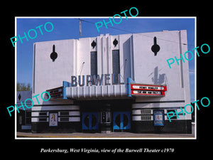 OLD LARGE HISTORIC PHOTO OF PARKERSBURG WEST VIRGINIA, THE BURWELL THEATER c1970