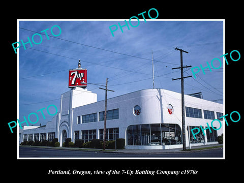 OLD LARGE HISTORIC PHOTO OF PORTLAND OREGON, VIEW OF THE 7UP BOTTLING Co c1970