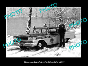 OLD LARGE HISTORIC PHOTO OF THE TENNESSEE STATE POLICE FORD PATROL CAR c1959