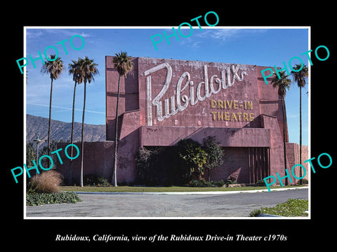 OLD LARGE HISTORIC PHOTO OF RUBIDOUX CALIFORNIA, THE DRIVE IN THEATER c1970