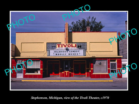 OLD LARGE HISTORIC PHOTO OF STEPHENSON MICHIGAN, THE TIVOLI MOVIE THEATER c1970