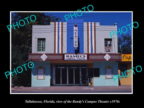 OLD LARGE HISTORIC PHOTO OF TALLAHASSEE FLORIDA, THE RANDY CAMPUS THEATER c1970