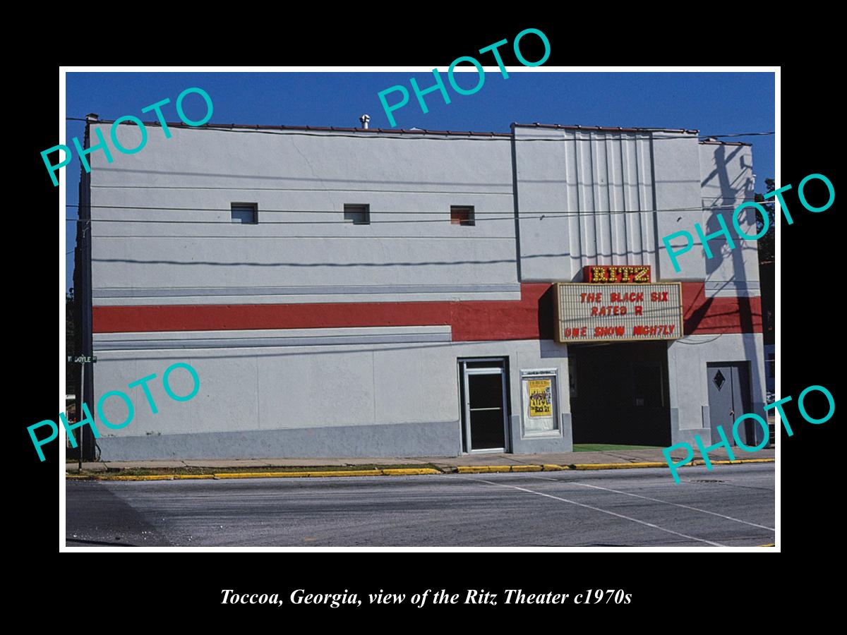 OLD LARGE HISTORIC PHOTO OF TOCCOA GEORGIA, THE RITZ MOVIE THEATER c1970