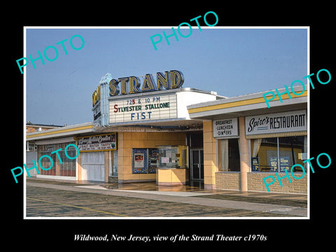 OLD LARGE HISTORIC PHOTO OF WILDWOOD NEW JERSEY, THE STRAND MOVIE THEATER c1970