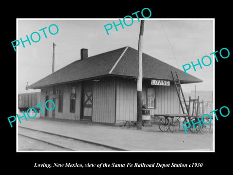 OLD LARGE HISTORIC PHOTO OF LOVING NEW MEXICO, THE SANTA FE RAILROAD DEPOT c1930