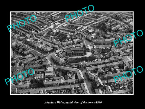 OLD LARGE HISTORIC PHOTO OF ABERDARE WALES, AERIAL VIEW OF THE TOWN c1930 1