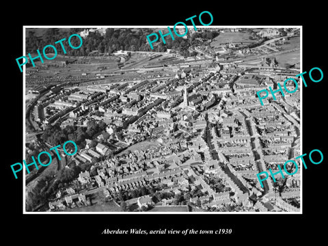 OLD LARGE HISTORIC PHOTO OF ABERDARE WALES, AERIAL VIEW OF THE TOWN c1930 3