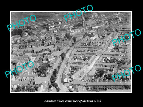 OLD LARGE HISTORIC PHOTO OF ABERDARE WALES, AERIAL VIEW OF THE TOWN c1930 4