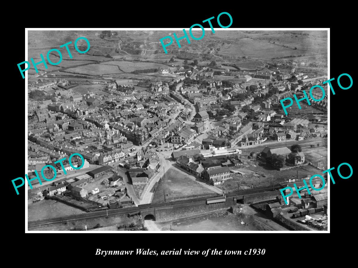 OLD LARGE HISTORIC PHOTO OF BRYNMAWR WALES, AERIAL VIEW OF THE TOWN c1930 4