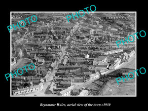 OLD LARGE HISTORIC PHOTO OF BRYNMAWR WALES, AERIAL VIEW OF THE TOWN c1930 5