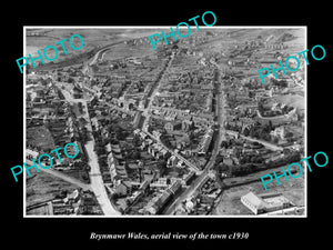 OLD LARGE HISTORIC PHOTO OF BRYNMAWR WALES, AERIAL VIEW OF THE TOWN c1930 6