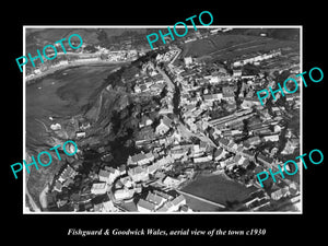 OLD LARGE HISTORIC PHOTO OF FISHGUARD & GOODWICK WALES, TOWN AERIAL VIEW c1930 3