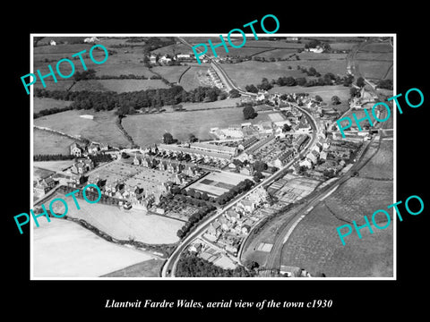 OLD LARGE HISTORIC PHOTO OF LLANTWIT FARDRE WALES, AERIAL VIEW OF TOWN 1930 2