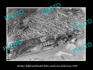 OLD LARGE HISTORIC PHOTO OF MERTHYR TYDFIL DOWLAIS WALES, AERIAL VIEW c1930 2