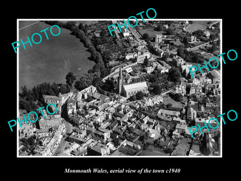 OLD LARGE HISTORIC PHOTO OF MONMOUTH WALES, AERIAL VIEW OF THE TOWN ca1940 2