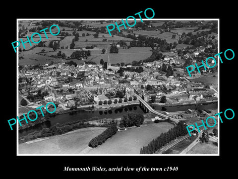 OLD LARGE HISTORIC PHOTO OF MONMOUTH WALES, AERIAL VIEW OF THE TOWN ca1940 3