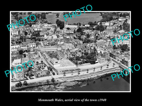 OLD LARGE HISTORIC PHOTO OF MONMOUTH WALES, AERIAL VIEW OF THE TOWN ca1940 4