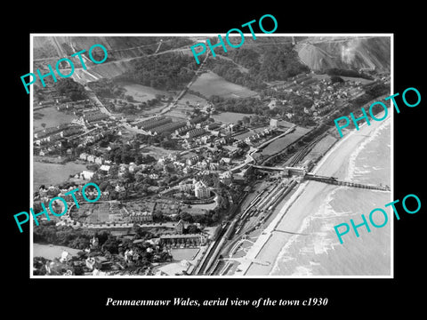 OLD LARGE HISTORIC PHOTO OF PENMAENMAWR WALES, AERIAL VIEW OF THE TOWN c1930 3