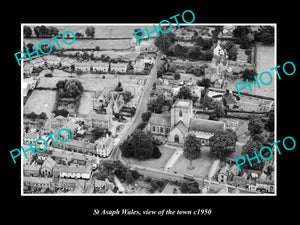 OLD LARGE HISTORIC PHOTO OF ST ASAPH WALES, AERIAL VIEW OF THE TOWN c1950 2