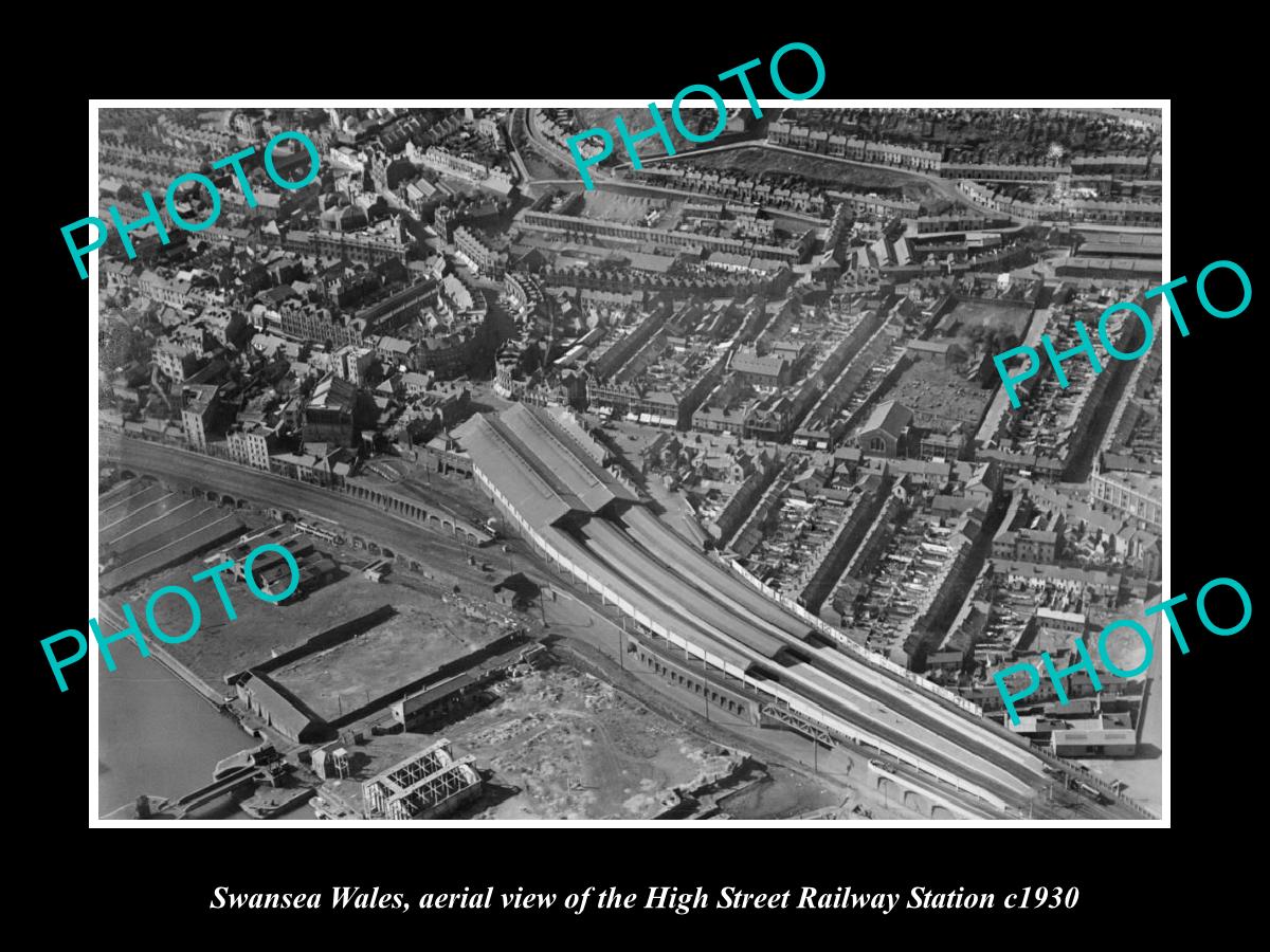 OLD LARGE HISTORIC PHOTO OF SWANSEA WALES, THE HIGH ST RAILWAY STATION c1930