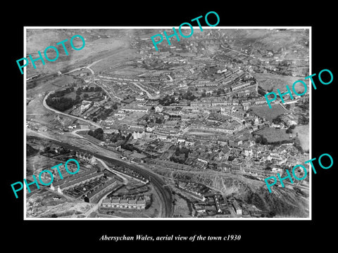 OLD LARGE HISTORIC PHOTO OF ABERSYCHAN WALES, AERIAL VIEW OF THE TOWN c1930 1