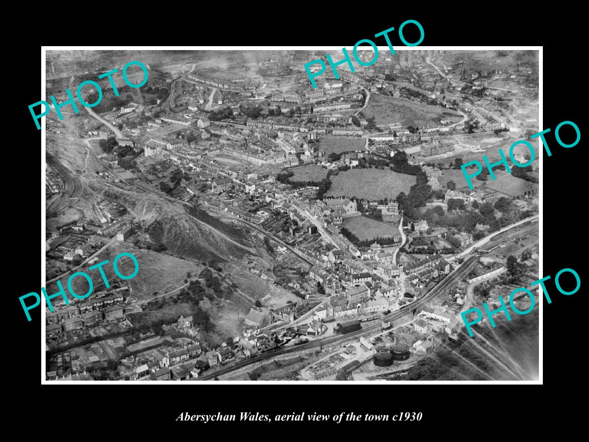 OLD LARGE HISTORIC PHOTO OF ABERSYCHAN WALES, AERIAL VIEW OF THE TOWN c1930 2