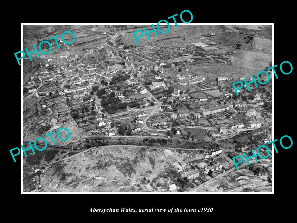 OLD LARGE HISTORIC PHOTO OF ABERSYCHAN WALES, AERIAL VIEW OF THE TOWN c1930 3