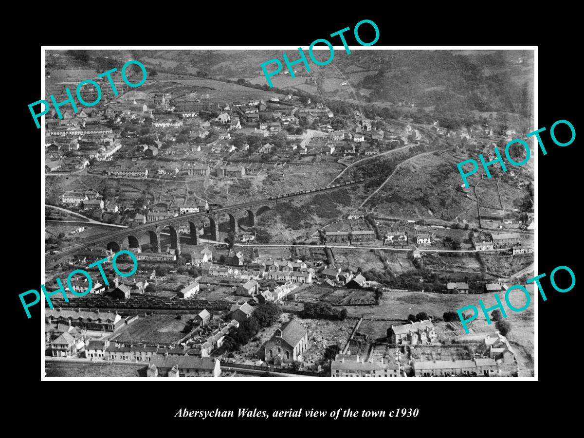 OLD LARGE HISTORIC PHOTO OF ABERSYCHAN WALES, AERIAL VIEW OF THE TOWN c1930 4