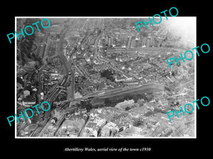 OLD LARGE HISTORIC PHOTO OF ABERTILLERY WALES, AERIAL VIEW OF THE TOWN c1930 1