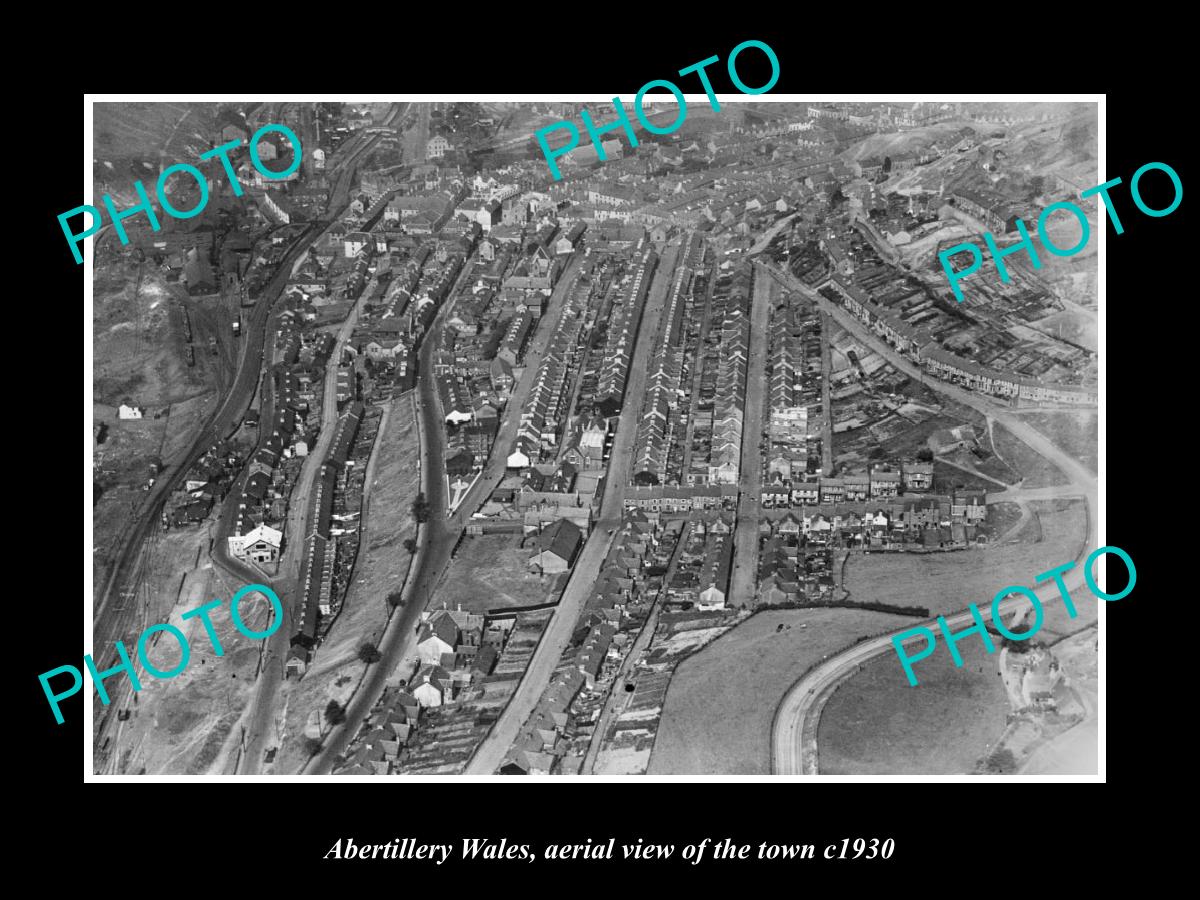 OLD LARGE HISTORIC PHOTO OF ABERTILLERY WALES, AERIAL VIEW OF THE TOWN c1930 2